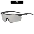 Occhiali da sole sportivi monopezzo con montatura grande ciclismo guida antivento retro - Montatura Nera Specchio Argento