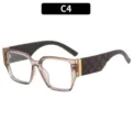 Men's anti-blue light reading glasses with stylish square frame and woven temple design. - Anti-Blue Light +100 Degree (2105) / Transparent Tea