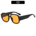 Gafas de sol oversize de doble puente vintage con montura negra y lentes naranjas. - Montura Negra Lente Naranja