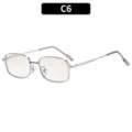Silver metal square frame glasses with clear lenses, stylish and modern everyday eyewear. - Silver Frame Gradient Silver Lens