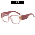 Stylish pink oversized blue light blocking glasses with unique woven texture temples. - Anti-Blue Light +100 Degree (2105) / Transparent Pink