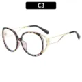 Stijlvolle cat-eye blauwlichtfilter bril met chique schildpad- en goudmetalen montuur. - C3-Zwart Bloemen
