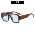 Modernas gafas de sol oversize de doble puente retro con lentes azul claro para mujer. - Montura Té Lentes Azules