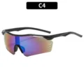 Occhiali da sole da ciclismo con montatura grande e lenti riflettenti colorate alla moda. - Montatura Nera Lenti Specchio Verde