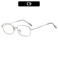 Metal square glasses, silver frame variant C9, stylish retro eyewear for daily outdoor fashion. - Silver Frame Clear Lenses