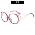 Modieuze cat-eye blauwlichtfilter bril met paarse montuur en gouden metalen veren. - C5-Paars Frame