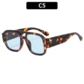 Gafas de sol oversize vintage de doble puente con montura carey y lentes azul claro. - Marco Demi Lente Azul