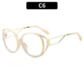 Chique beige cat-eye blauwlichtfilter bril met stijlvolle metalen poten voor dagelijks. - C6-Beige Frame