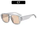 Gafas de sol retro de doble puente montura transparente y lentes claras para mujer estilo. - Marco Gris Transparente Lentes Té