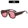 Gafas de sol oversize retro con doble puente para mujer, lentes rosas elegantes. - Montura Rojo Azufaifa Lentes Rojos