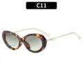 Retro oval sunglasses for women with stylish tortoiseshell frame and elegant pearl temples. - C11-Tortoise Frame Double Green Lens