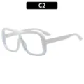 Weisse grosse klobige Gestell Brille modische Blaulichtfilter Brille Damen Outdoor. - C2 Solid Weiß Rahmen