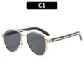 Vintage γυαλιά ηλίου aviator με διπλή γέφυρα για άνδρες και γυναίκες, προστασία UV. - Χρυσός Σκελετός με Γκρι Φακούς
