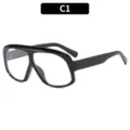 Classic black big frame anti blue light glasses fashionable commuting casual eyewear - C1-Black