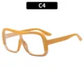 Trendige einteilige Oversize-Brille, ovale Blaulichtfilter Gläser in modischer C4 Farbe. - C4 Orange Rahmen