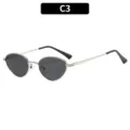 Retro metal sunglasses for men and women trendy vintage oval sun glasses unisex new - Silver Frame Gray Lens