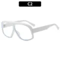 Oversized white anti-blue light glasses, casual commuter style, elegant optical variant. - C2-White Frame