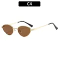 Retro metal sunglasses with brown lenses and golden frame variant C4 for men and women. - Gold Frame Dark Tea Lens