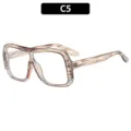 Neue einteilige große ovale Blaulichtfilter Brille trendige Damen Outdoor Brille Stil - C5-Klarer Tee Rahmen