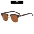 Retro Browline Sonnenbrille mit braunen Gläsern und Metalldetails für den perfekten Sonnenschutz. - C5-Teefarbener Rahmen Teefarbene Gläser