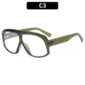 Oversized transparent frame glasses, anti-blue light fashion clear eyewear for daily commute. - C3-Olive Green Frame