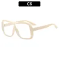 Grosse einteilige Blaulichtfilter Brille in hellem Beige trendige Oversize Damen Brille C6 - C6-Beiger Rahmen