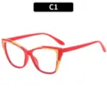 Lunettes de lecture œil-de-chat rouge et or anti lumière bleue chic élégante - Anti-lumière Bleue +1.00 / C1-Monture Rouge