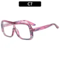 Modische übergroße rosafarbene Brille mit Farbverlauf, trendige Damen Brille Variante C7. - C7 Lila Rahmen