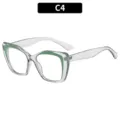 Montura de gafas cuadrada moderna anti-luz azul con marco transparente y borde verde C4. - Bloqueo de Luz Azul +1.00 / Marco Gris Transparente (C4)