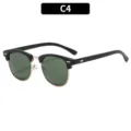 Retro Browline Sonnenbrille Modell C4 mit elegantem schwarz-goldem Rahmen und grünen Gläsern. - C4-Mattschwarzer Rahmen Dunkelgrüne Gläser