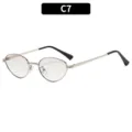 Vintage metal oval sunglasses for men and women retro fashion eyewear uv protection - C7-Gold Frame Silver Mirror Lens