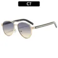 Occhiali da sole in metallo a doppio ponte con lenti sfumate, protezione UV alla moda. - C7-Montatura Oro Lente Grigio Giallo