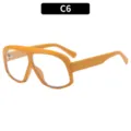 Large frame blue light blocking glasses in yellow, trendy casual chic eyewear for daily wear. - C6-Orange Frame