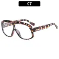 Oversized Vintage Anti-Blue Light Fashion Eyewear Large Frame Casual Optical Glasses C7 - C7-Floral Print Frame