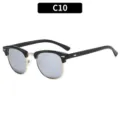 Retro Metall Nieten Browline Sonnenbrille Variante mit grauen Gläsern für Outdoor Mode. - C10-Schwarzer Rahmen Silber Verspiegelte Gläser