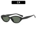 Gafas de sol ojo de gato negras de moda mujer, protección UV elegante para viajes al aire libre. - Marco Negro Lente Verde (C4) / Negro