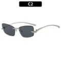 Lunettes de soleil carrées sans monture tendance pour femmes, style Y2K avec verres gris. - Style Carré Sans Monture (C2) / Monture Argent Verres Gris