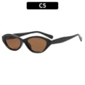 Lunettes de soleil cat-eye noires avec verres marron, modèle tendance C5 pour extérieur. - Monture Noire Verre Thé (C5)