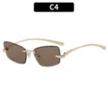 Lunettes de soleil carrées sans monture chic, verres marron Y2K tendance avec monture dorée. - Style Carré Sans Monture (C4) / Monture Dorée Verre Thé