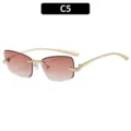 Lunettes de soleil carrées sans monture Y2K verres dégradés monture en métal doré - Monture Dorée Verres Double Thé