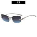 Lunettes de soleil carrées sans monture Y2K tendance pour femme avec verres dégradés. - Monture Dorée Verres Double Gris