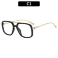 Modische Doppelsteg Blaulichtfilter Brille Gestell in Schwarz Gold Farbe Modell C1 - Glänzender schwarzer Rahmen