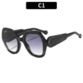 Lunettes de soleil noir dégradé surdimensionnées pour femmes tendance variante C1 - Monture Noire Double Verre Gris