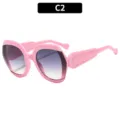 Lunettes de soleil oversize rose dégradé pour femmes mode tendance protection solaire. - Monture Rose Verres Dégradés Gris
