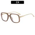 Modische Doppelsteg Blaulichtfilter Brille grosse transparente Damen Brillenmontur - Hellteefarbener Rahmen