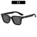 Occhiali da sole quadrati per bambini, montatura in silicone nero, stile antivento UV. - C2 Montatura Nero Opaco Lenti Grigie