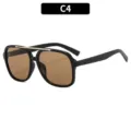 Klassieke vierkante aviator zonnebril voor dames, retro zwarte montuur met bruine lenzen. - Zwart Frame Bruine Lenzen