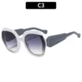 Femmes grandes montures lunettes de soleil tendance UV protection outdoor mode design C3 - Monture Blanche Verre Gris