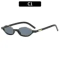 Gafas de sol poligonales de montura pequeña para hombres y mujeres estilo hip hop de moda - C1-Marco Negro Lente Gris