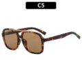 Retro Vierkante Aviator Zonnebril Schildpad Montuur Bruine Lenzen Kleur C5 - Schildpad Montuur Bruine Lens